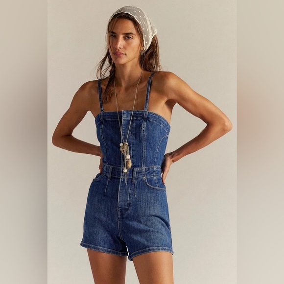 We The Free Pants - We The Free Dream Lover Denim Strapless Romper Small indigo NWT